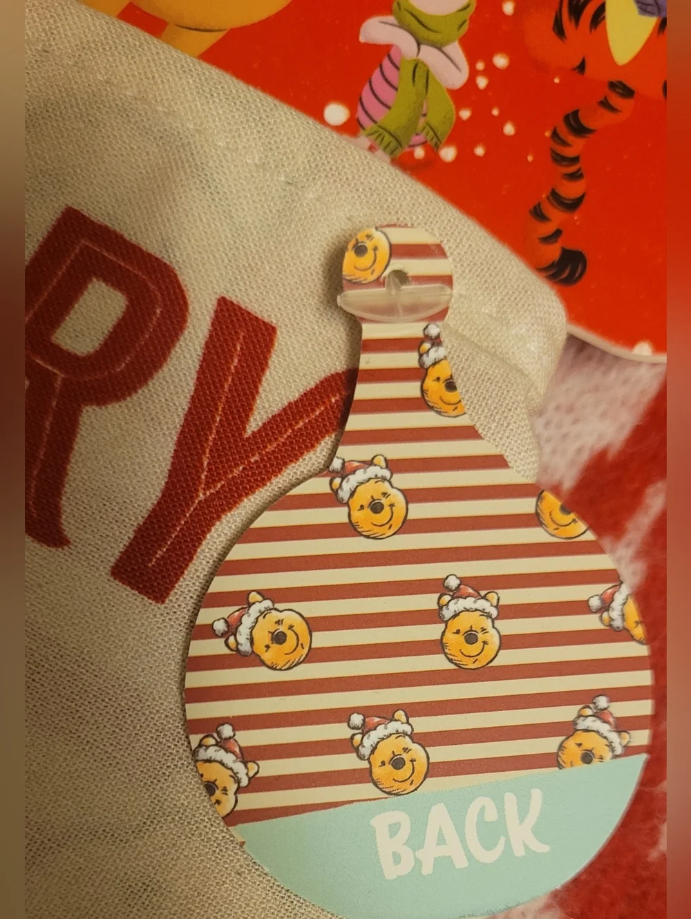 Disney Winnie the Pooh Cream & Red Striped Reversible Pet Bandana, L/XL